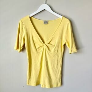 Boston Proper | Butter Yellow Babydoll Short Sleeve Top